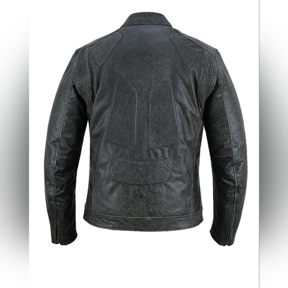 Men's Grey Motorcycle Leather Jacket. - Picture 5 of 5